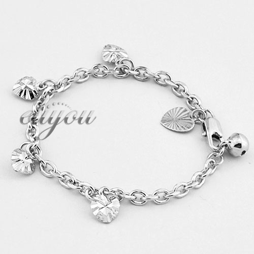 Jewelry Boys Girls Baby Bell Heart Charm Oval Chain 18K White Gold ...