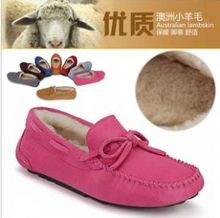 Tze 17d autumn and winter wool women’s shoes cowhide sweet gommini loafers thermal plush shoes
