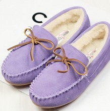 2013 genuine leather pans shoes thangka gommini thermal women’s loafers shoes flat plush shoes wool female cotton-padded shoes