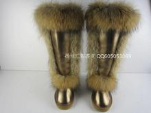 Women’s shoes new arrival fox fur wool cowhide glossy 42cm full wool gaotong boots snow boots warm boots