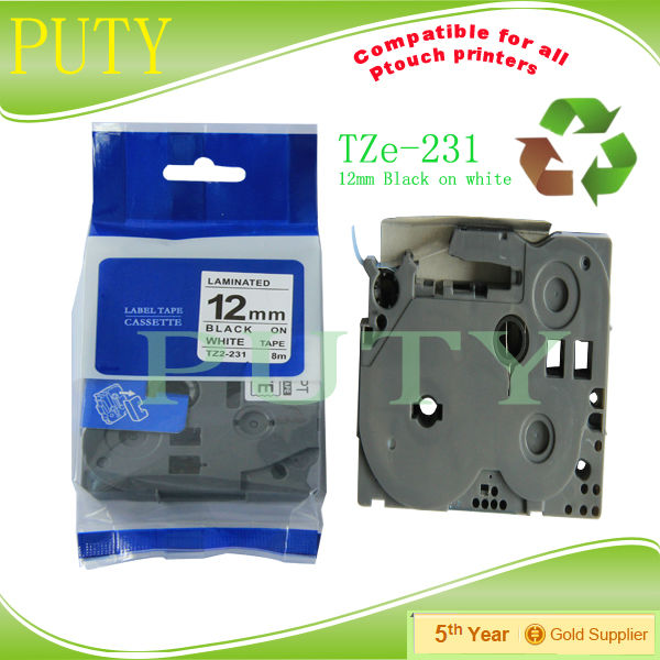 2pcs TZ2 231 tz tape 12mm laminated white