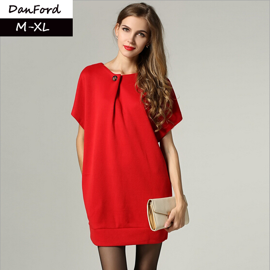 ... -Women-s-Red-Loose-Dress-O-neck-Fashion-Casual-Plus-Size-Dress-M.jpg