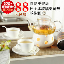 Flower pot glass tea set ordovician bone china set herbal pasteuring kung fu tea rustic