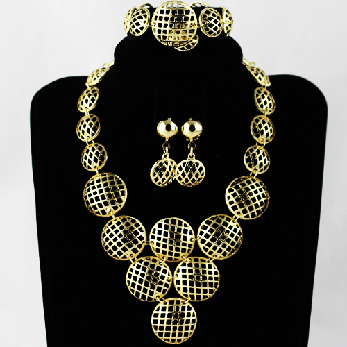 Dubai Jewelry Gold Plated Net Shape Fancy Necklace Set,Fashion ...