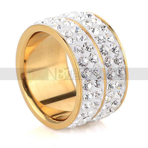 New 18K Gold Plated Classic design Four Row Crystal Rings For Women Wedding Jewelry