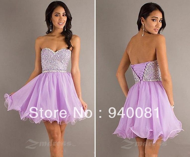Custom Made Semi Formal Dresses Purple Ball Gown Sweetheart Beautiful ...
