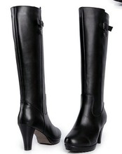 Free shipping 2014 autumn and winter boots thick heel platform high heeled genuine leather boots women