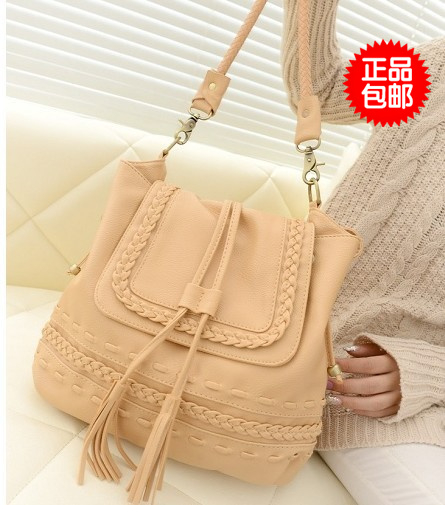 2013 autumn women s handbag knitted tassel bucket bag fashion messenger bag