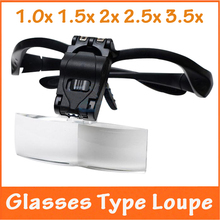 Iluminado portátil Goggle gafas estilo de reparación de la lectura lupa de la lupa lupa médica con 2 LED lámparas y diadema