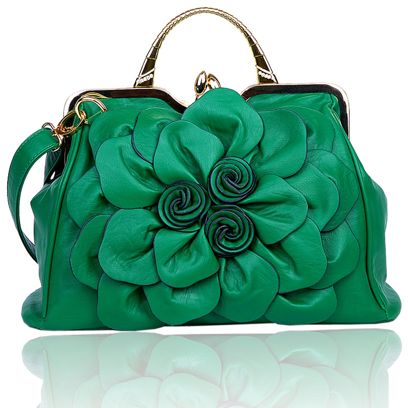 Free Shipping Women s Rose Big Flower Handbag Bag Fashionable Casual All match Handbag Messenger Bag