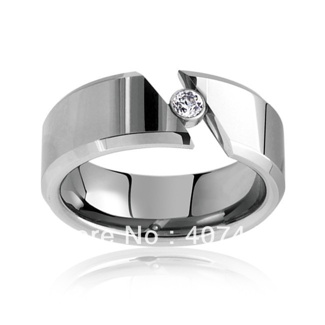 ... HisHer 8MM Mirror Tension Set CZ Tungsten Ring Mens Wedding Band ... HisHer 8MM Mirror Tension Set CZ Tungsten Ring Mens Wedding Band