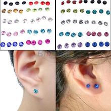 20 Pairs Women’s 5mm Clear/Multicolor Crystal Allergy Free Ear Studs Earrings