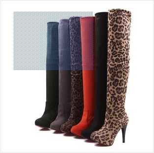 Stretch velvet high heeled boots jackboot waterproof folding boots women boots sexy pole dance