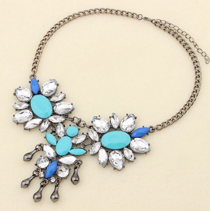 A358 fashion sexy flowers Drops vintage tassel collar statement necklace for women free shipping