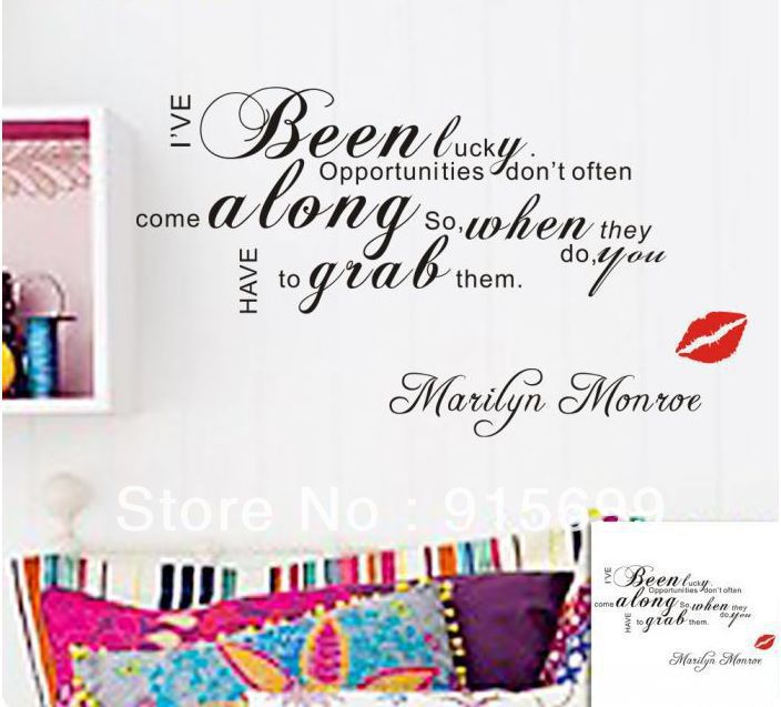 Marilyn Monroe Lip I've Been Lucky Vinyl Wall Art Decals Quotes Saying ...