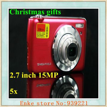Christmas gifts black silver colour Digital camera 2 7 inch 15MP 5x optical zoom macro slim