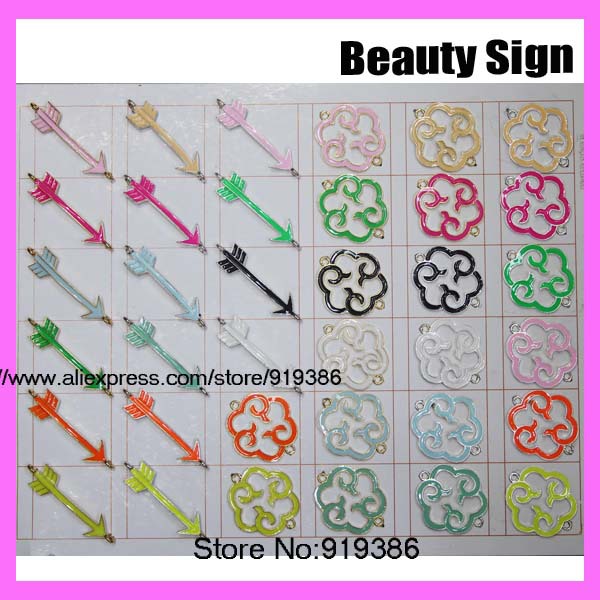 100pcs Bracelet Connector Beads Findings Neon Colorful Painted Cupid arrow love charm religious symbolism Charms