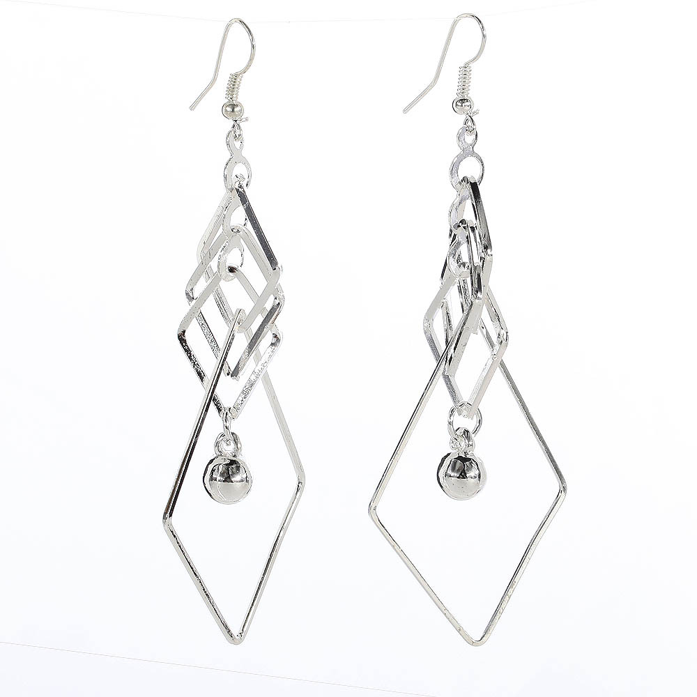 Silver earrings sterling silver fashion jewelry earrings beautiful earrings high quality Hollow Rhombus Earrings