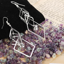 Silver earrings sterling silver fashion jewelry earrings beautiful earrings high quality Hollow Rhombus Earrings