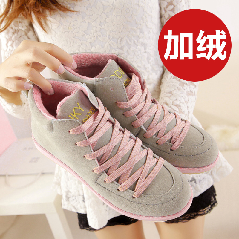 Candy color winter cotton padded shoes high plus velvet elevator women s shoes casual canvas shoes