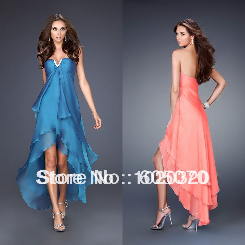 Sweetheart Front Short Back Long Chiffon Prom Dresses Cocktail Dress ...