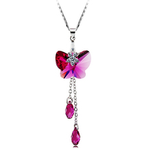 Flying butterfly Christmas austria crystal 925 pure silver female short design necklace marriage accessories gift