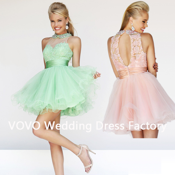 2014-Vestido-Debutante-Semi-Formal-Dresses-Ball-Gown-Halter-Organza ...