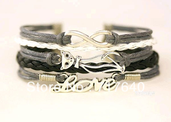 6 Set lot New Cat Bracelet Love and infinity bracelet Infinity wish and Cat Pick Your