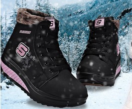 Warm winter snow boots plus velvet padded non slip shook his sneakers high shoes flat shoes