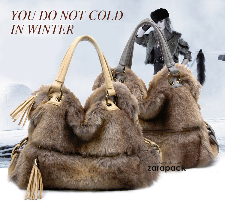 Luxury Fur Designer Style HANDBAG Shoulder Bag Hobo Purse