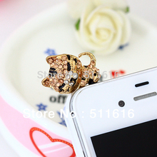 Cute Diamond Cat 3.5mm Anti Dust Earphone Jack Plug Stopper Cap For iPhone Samsung HTC Lenovo Cell Phone Jewelry Free Shipping