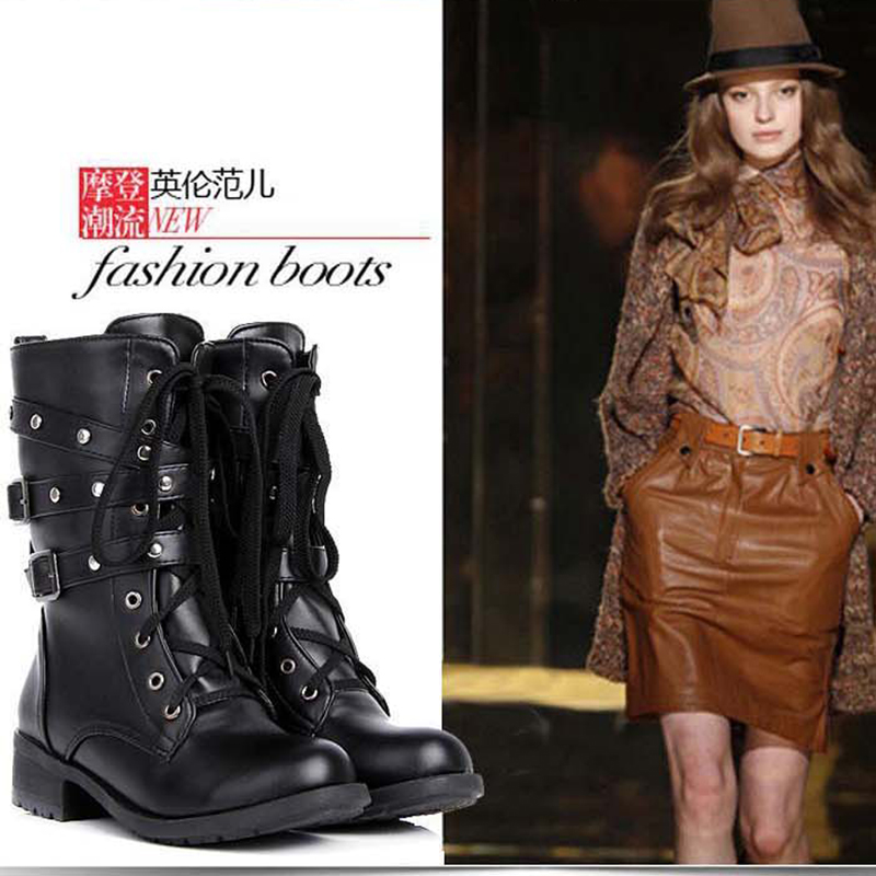 Free shipping Spring and autumn female boots black women s shoes motorcycle boots martin
