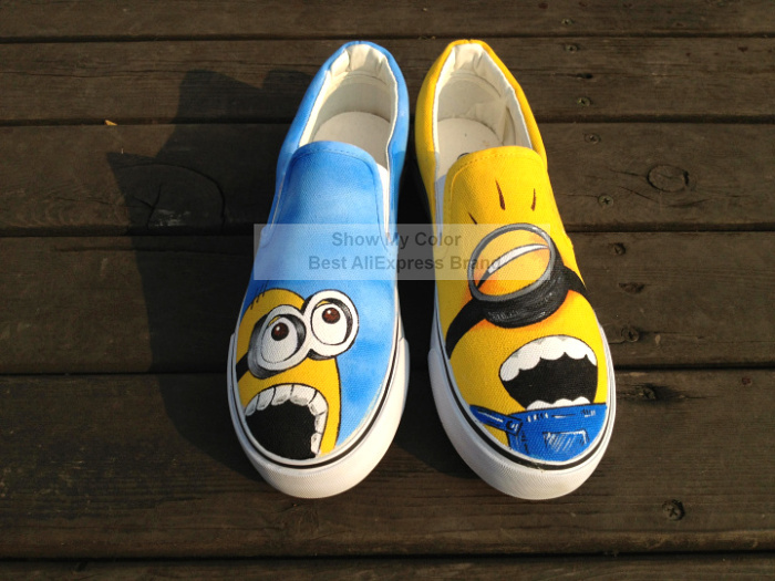 Despicable Me Minions Slip On Shoes Hand Painted Canvas Casual Shoes for Men Women