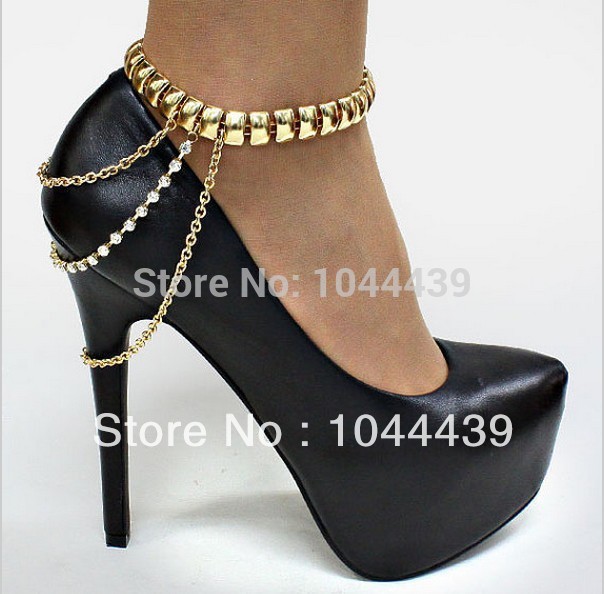Free shipping Gold Chain Anklet Shoes Chain Draped Layered Heel Shoe Anklet Foot Gold Chain Body