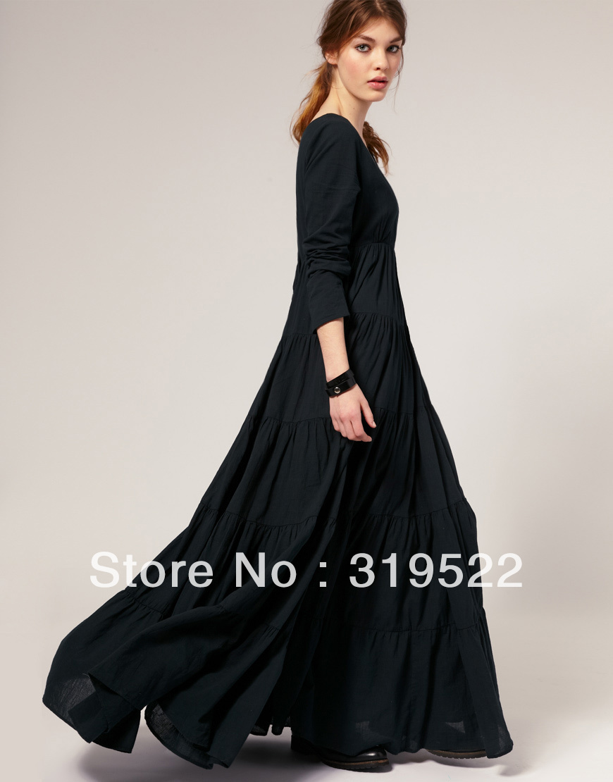 Черное платье макси
