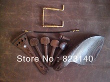 1 Set WENGE Violin Fitting 4 4 with 1 PC tail gut and 1 PC GOLD