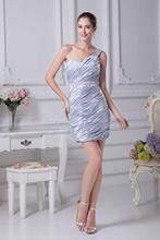 ruched sleeveless one shoulder ribbon mini length cocktail dress
