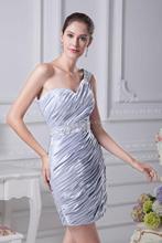 ruched sleeveless one shoulder ribbon mini length cocktail dress