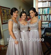 Sexy Luxury Bridesmaid Dresses Bead Embroidery Sheer Back Cap Sleeves Chiffon Bridesmaid Dresses Norma with free