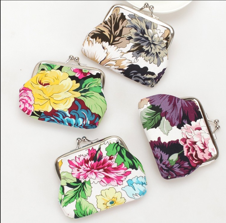 Free shipping on the new style rural cloth art peony flower cloth zero wallet