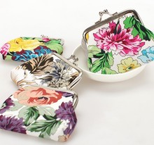 Free shipping on the new style rural cloth art peony flower cloth zero wallet