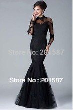 2014NEW black embroidered fishtail wedding dress