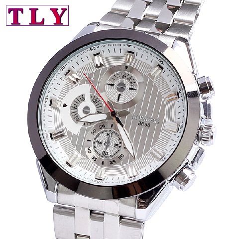 Watch luxury men genuine quartz jewelry Japan movement stainless stee watch alloy watch free shipping