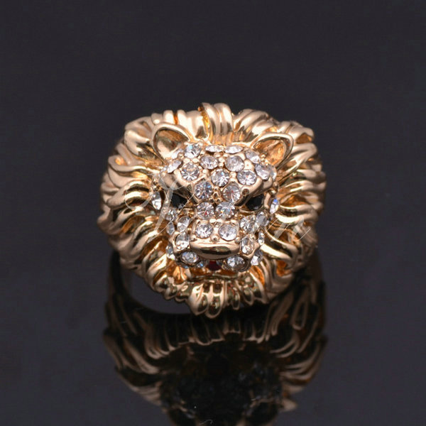 ... Plated Rhineston Jewelry Mens Lion Head Ring (MR009)(China (Mainland