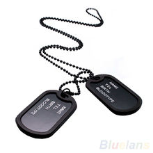 Military Army Style Black 2 Dog Tags Chain Mens Pendant Necklace Jewelry items