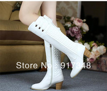 Women s Black or White Genuine Leather Knee High Boots Women Riding Boot EU Plus Size