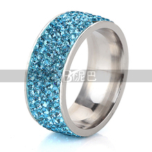 NIBA Promotion Christmas day gift  jewelry Rhinestone Simple Blue crystal Eternity Ring