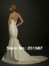 2013 Popular newest upscale trendy bridal white crystal beaded fishtail waist simple wedding dress