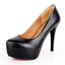 Quality Women’s Genuine Leather 11 CM high heels work shoes single woman shoes female high heels