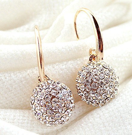 2013 Newly Hot High Quality Gorgeous Women Luxrious Sparking Round Zircon Earring Fashion Jewelry E1820